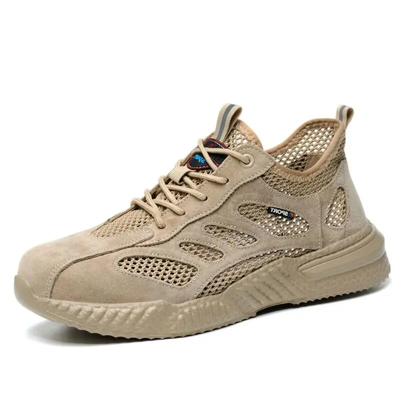 Summer Ssafety Shoes Breathable Lightweight Work Shoes With Steel Toe Anti Puncture Protective Shoe Safety Work Sneakers For Men
