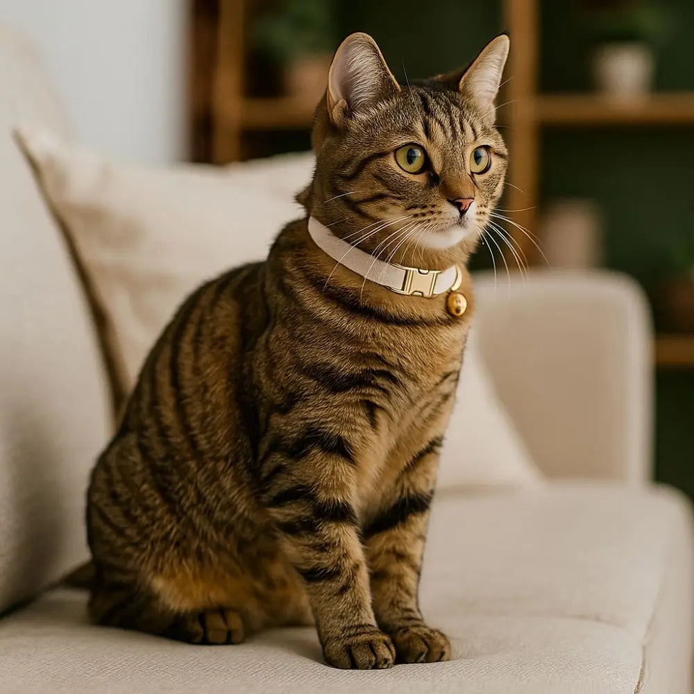 Practical Adjustable Cat Collar with Bell Solid Color Metal Buckle Pet Dog Collar Personalized Cat Necklace Pet Show