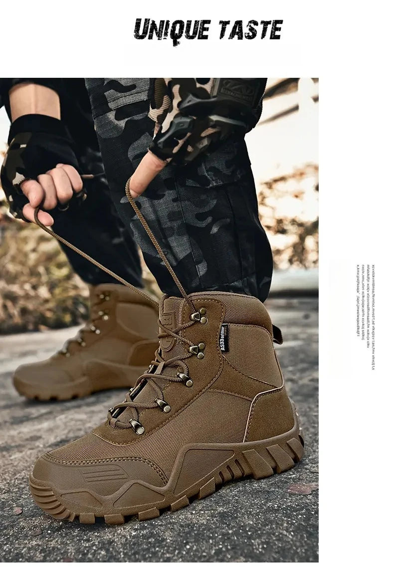 Tooling Style Black High-top Boots Men's Non-slip Combat Boots Dirty-resistant Commuting Versatile British Style High Quality