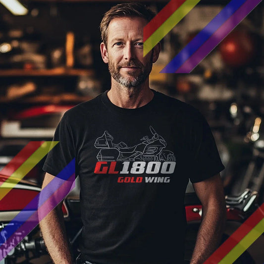 Man T Shirt Casual GL 1800 Gold Wing 2001-2024 Motorcycle T shirt Graphic Summer Short Sleeves 100% Cotton