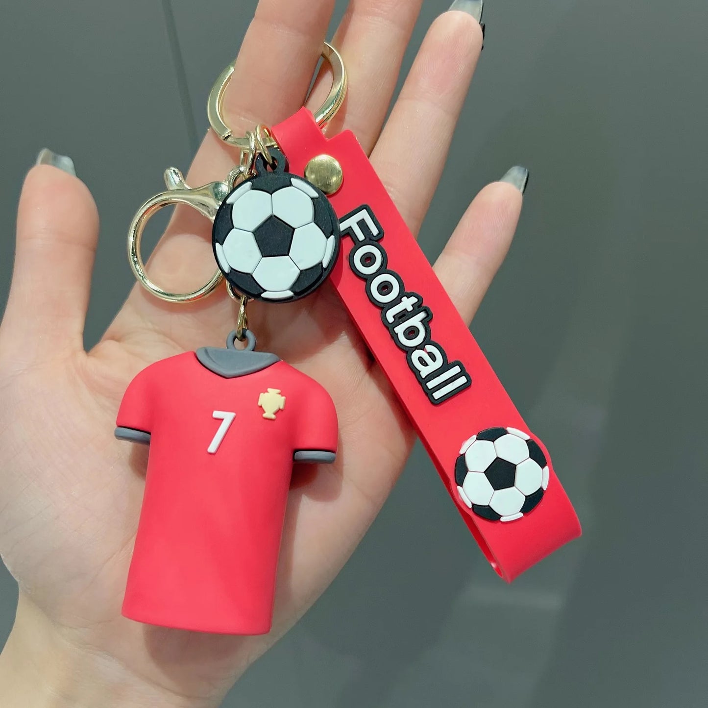 Football Jersey Keychain Messi Colorful Men's T-shirt Keyring Creative Couple Bag Car Pendant Gifts for Fans