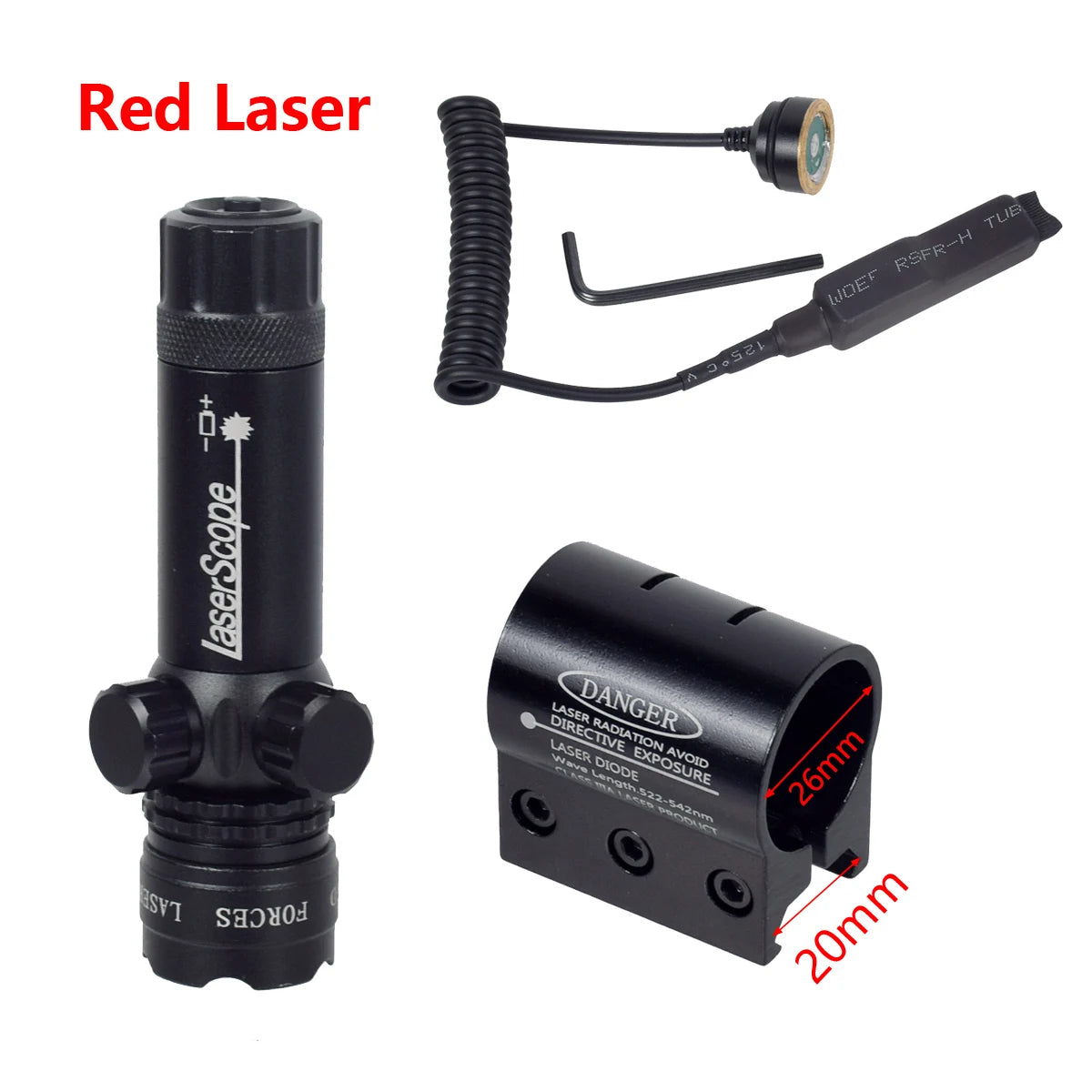 Tactical 532nm Scope With Pressure Switch Rifle Green Dot La-ser Red Dot La-ser Sight Picatinny Mounting Hunting Riflescope 20