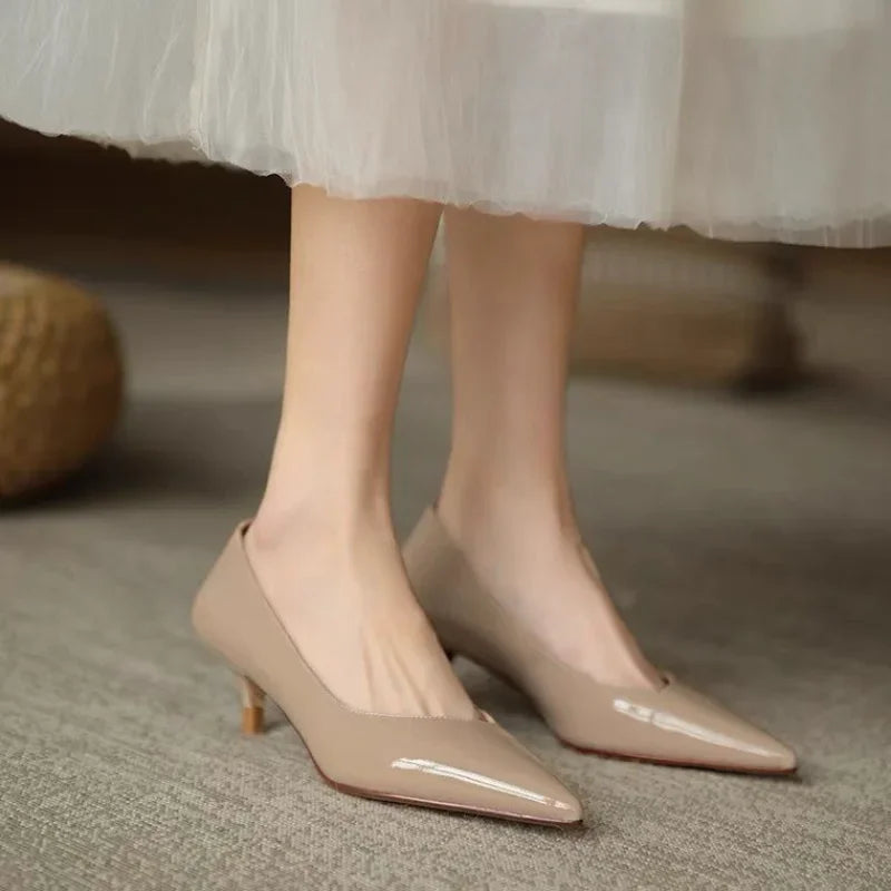 Shoes for Woman 2025 Blue Women's Summer Footwear Black Formal with Medium Heels Stilito Chic and Elegant Genuine Mark E Shoe A