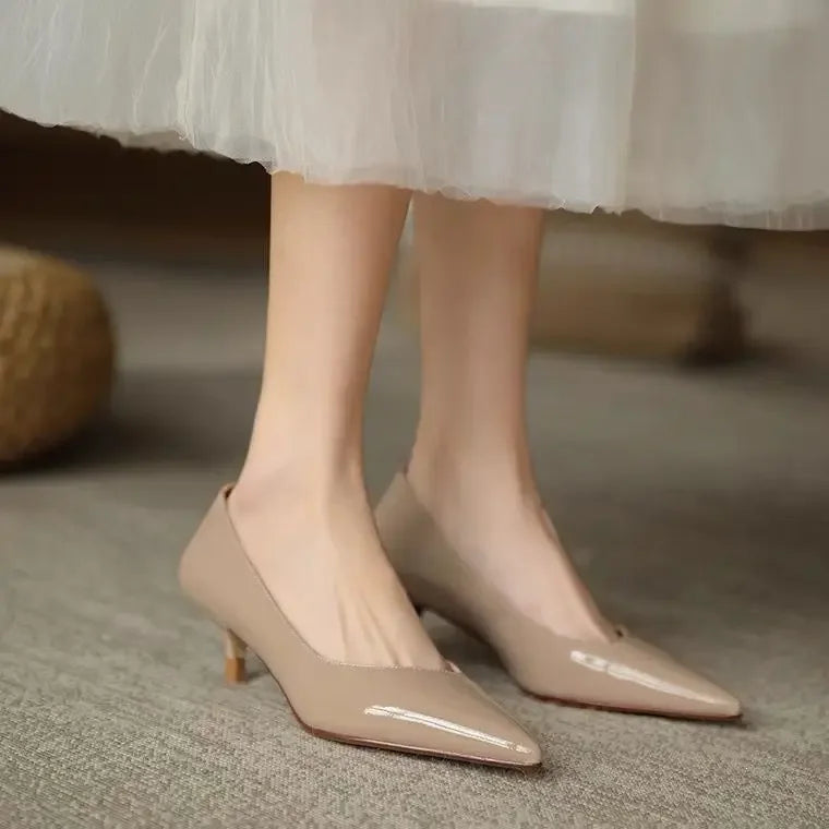 Shoes for Woman 2025 Blue Women's Summer Footwear Black Formal with Medium Heels Stilito Chic and Elegant Genuine Mark E Shoe A