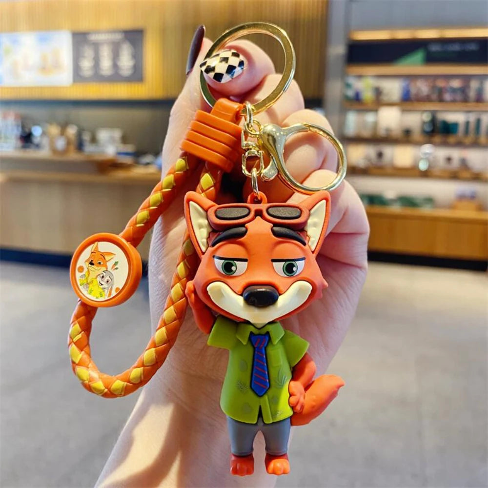 Zootopia Judy Hopps & Nick Wilde Couple Keychain Set - Cute Rabbit & Fox Car Key Rings, Backpack Charms for Fans, Couples, Kids