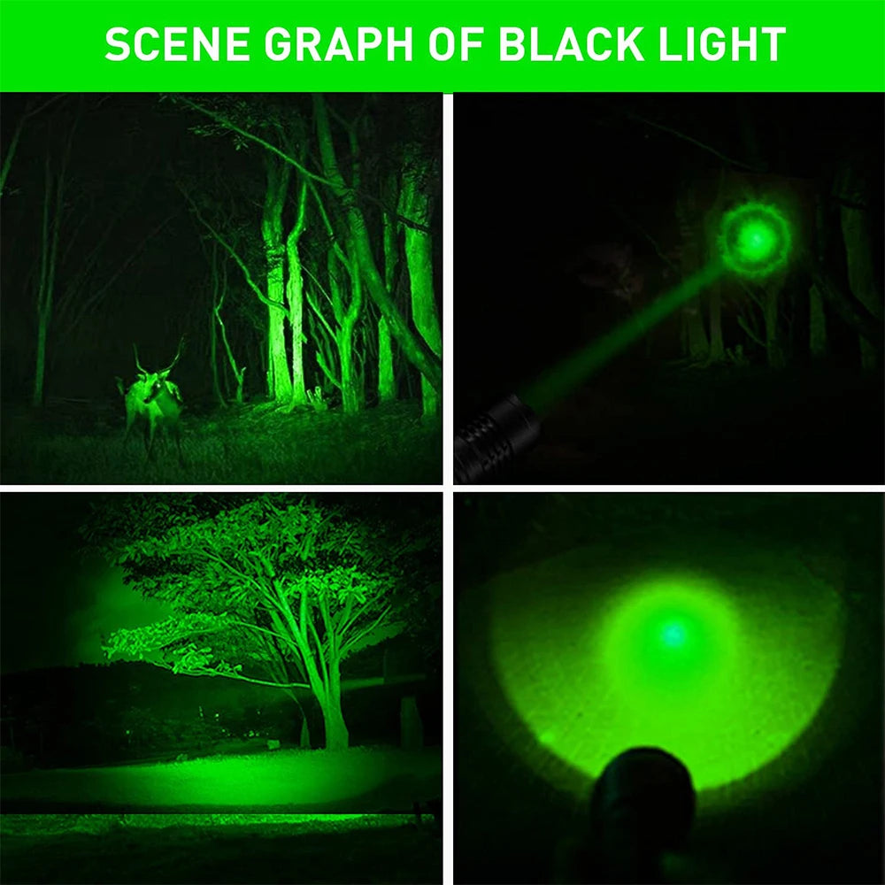 Tactical 4 in 1 Green Red Blue White Light LED Flashlight Type-C Fast Charging Torch for Hunting Fishing