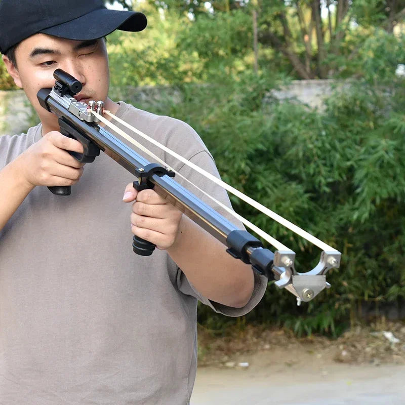 Powerful Retractable Hunting Slingshot Professional Field Hunting Shooting Steel Ball Shooting Metal Large Slingshot