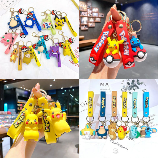 New Pokemon Pikachu Keychain Anime Cartoon Key Chain Charmander Psyduck Fashion Bag Keyring Pendant Accessories Toys Kids Gifts