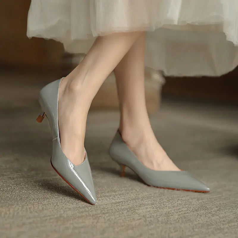 Shoes for Woman 2025 Blue Women's Summer Footwear Black Formal with Medium Heels Stilito Chic and Elegant Genuine Mark E Shoe A
