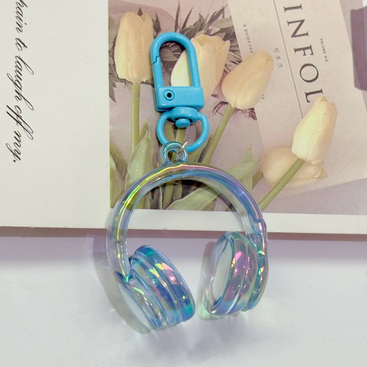 Cute Creative 3D Earphones Pendant Keychain Mobile Phone Chain Earphone Charm Backpack Hanging Decoration Accessories Gifts