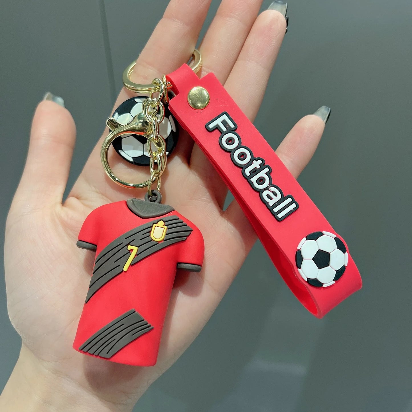 Football Jersey Keychain Messi Colorful Men's T-shirt Keyring Creative Couple Bag Car Pendant Gifts for Fans