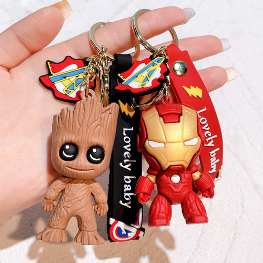 Q Version of The Marvel Series Keychain Cartoon Creative Spider-Man Doll Key Ring Schoolbag Car Key Chain Pendant Student Gifts
