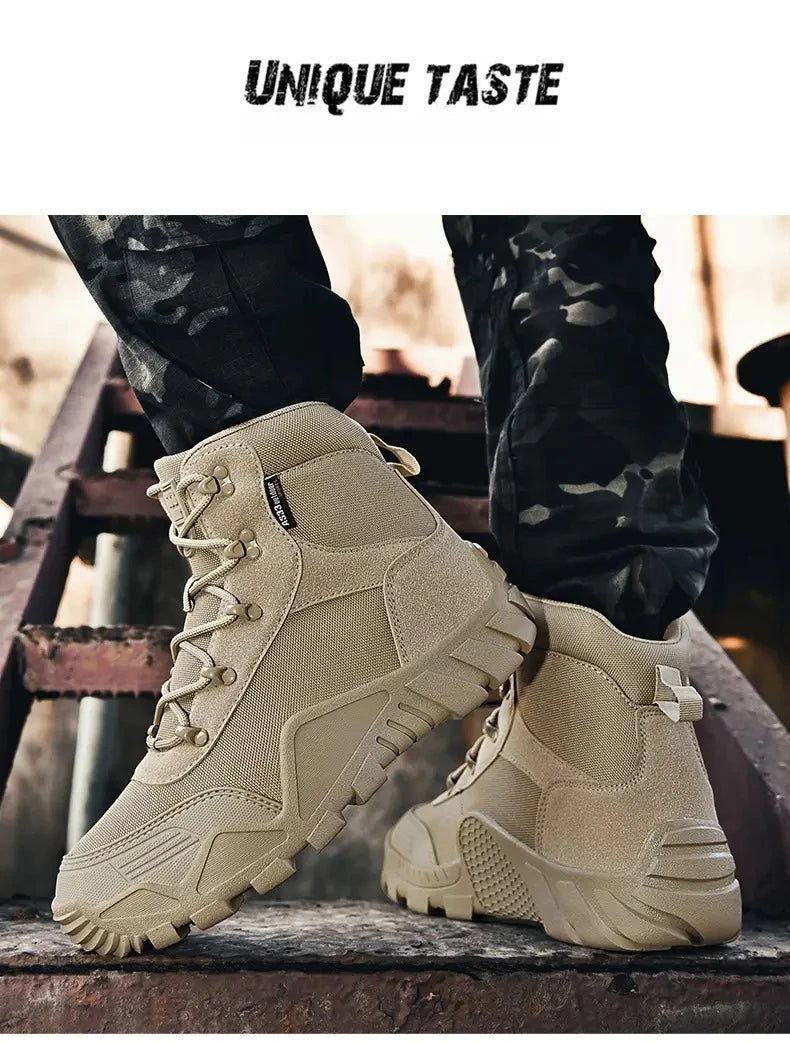 Tooling Style Black High-top Boots Men's Non-slip Combat Boots Dirty-resistant Commuting Versatile British Style High Quality