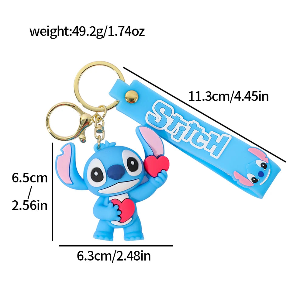 Stitch Keychain, Cute Stitch PVC Doll Key Chain with Chain Ring for Anime Lovers Kawaii Cartoon Bag Car Keys Accessories Gift