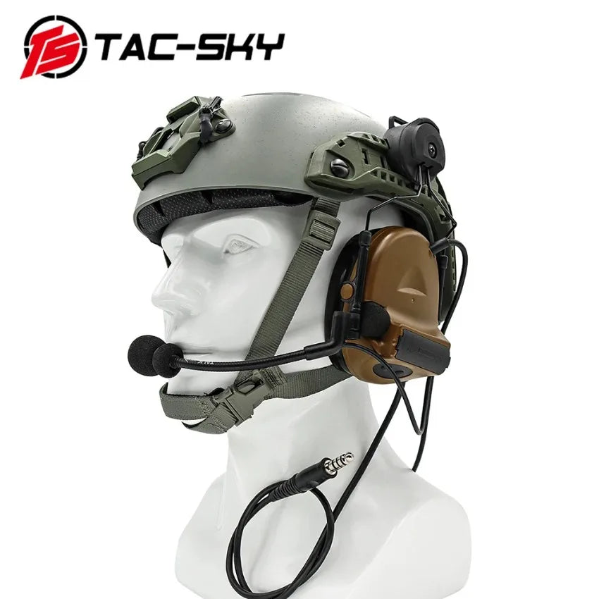 TAC -SKY TSCII Tactical Headset with ARC Rail Adapter Hearing Protection Airsoft Headphones Noise-cancelling Shooting Earmuff