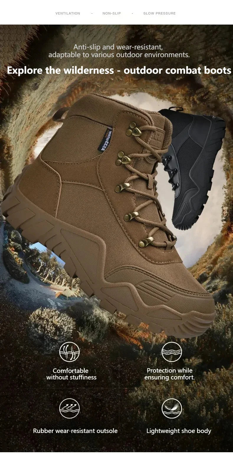 Tooling Style Black High-top Boots Men's Non-slip Combat Boots Dirty-resistant Commuting Versatile British Style High Quality