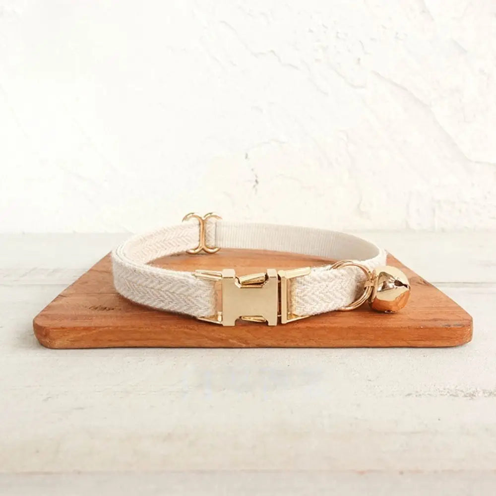 Practical Adjustable Cat Collar with Bell Solid Color Metal Buckle Pet Dog Collar Personalized Cat Necklace Pet Show