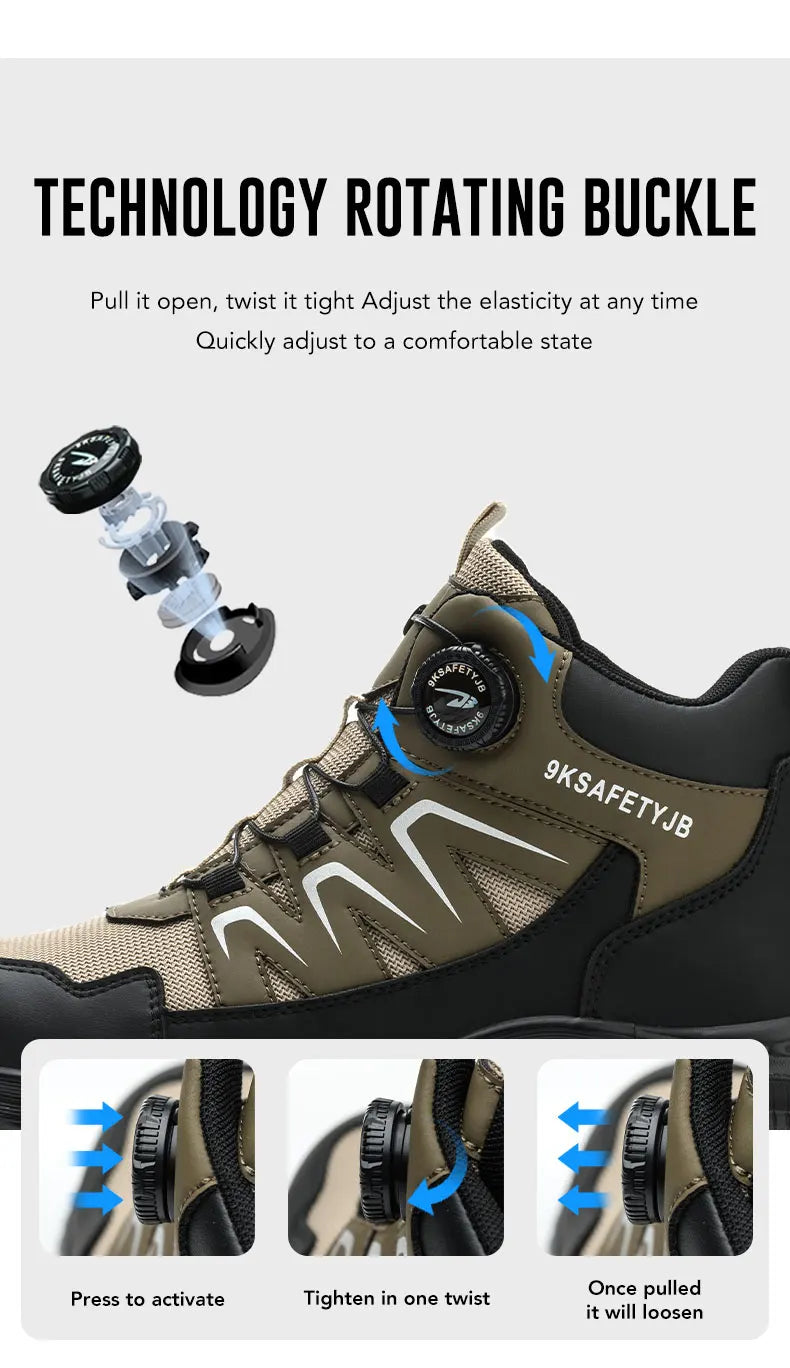Safety Shoes Work Shoes Steel Toe Men Puncture-protective Work Boots Anti-smash Protect Boots Indestructible Safety Botas