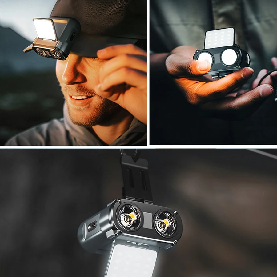 Sensor COB LED Headlamp Cap Clip Light USB Rechargeable Head Flashlight Built-in Battery Headlight Led Head for Fishing Camping