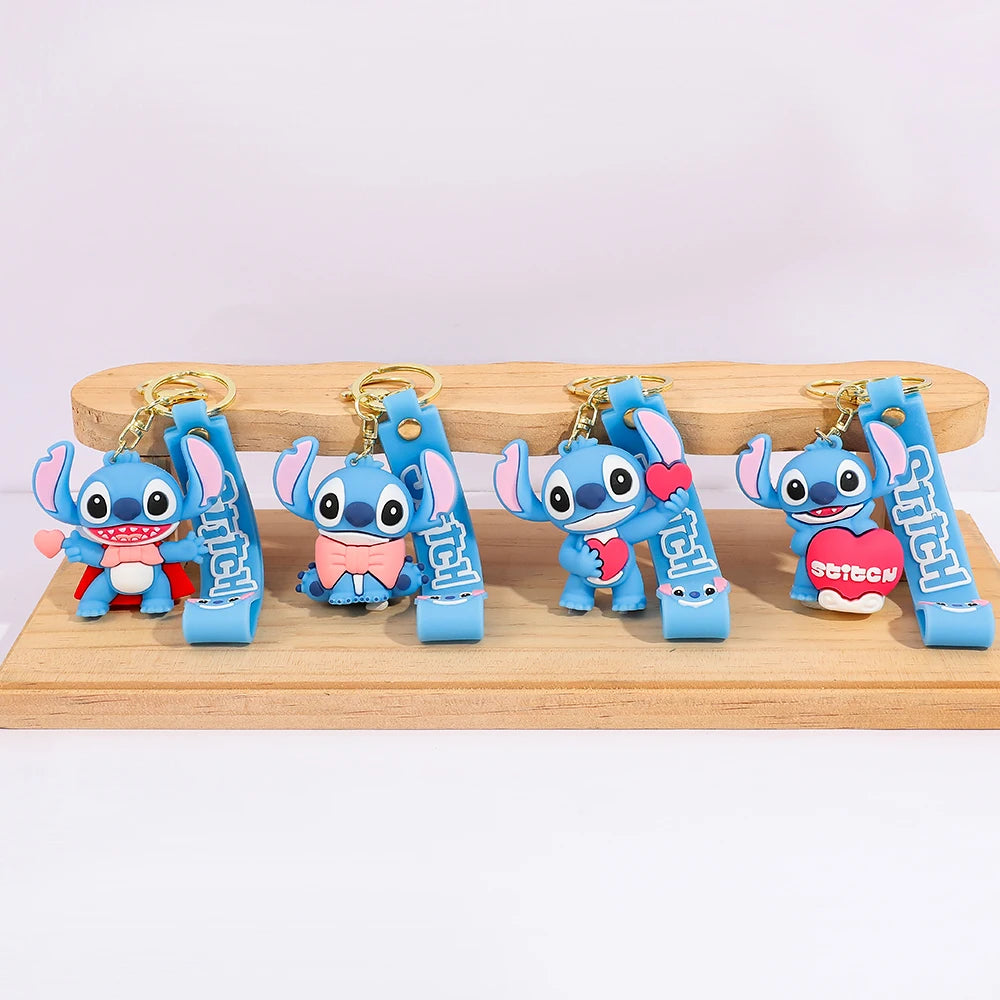 Stitch Keychain, Cute Stitch PVC Doll Key Chain with Chain Ring for Anime Lovers Kawaii Cartoon Bag Car Keys Accessories Gift