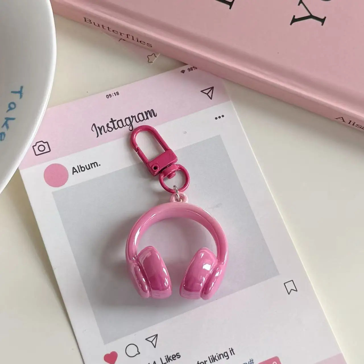 Cute Creative 3D Earphones Pendant Keychain Mobile Phone Chain Earphone Charm Backpack Hanging Decoration Accessories Gifts