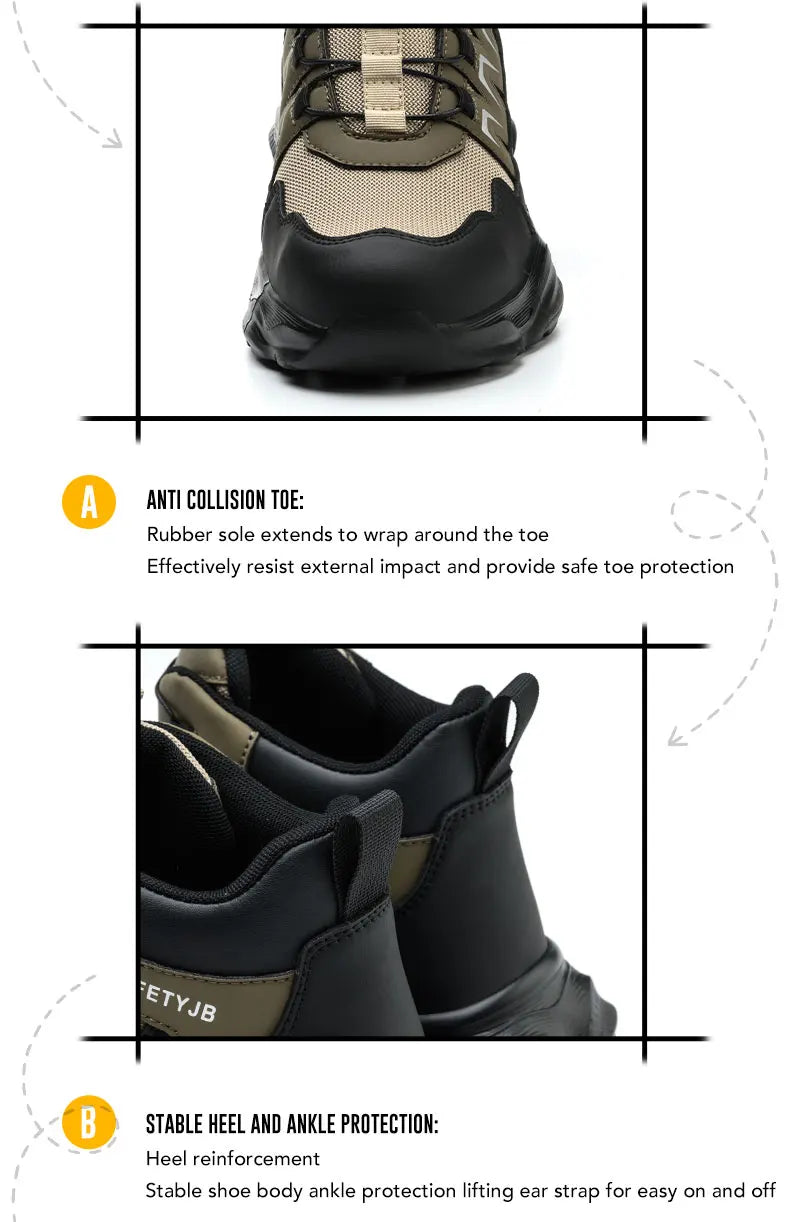 Safety Shoes Work Shoes Steel Toe Men Puncture-protective Work Boots Anti-smash Protect Boots Indestructible Safety Botas