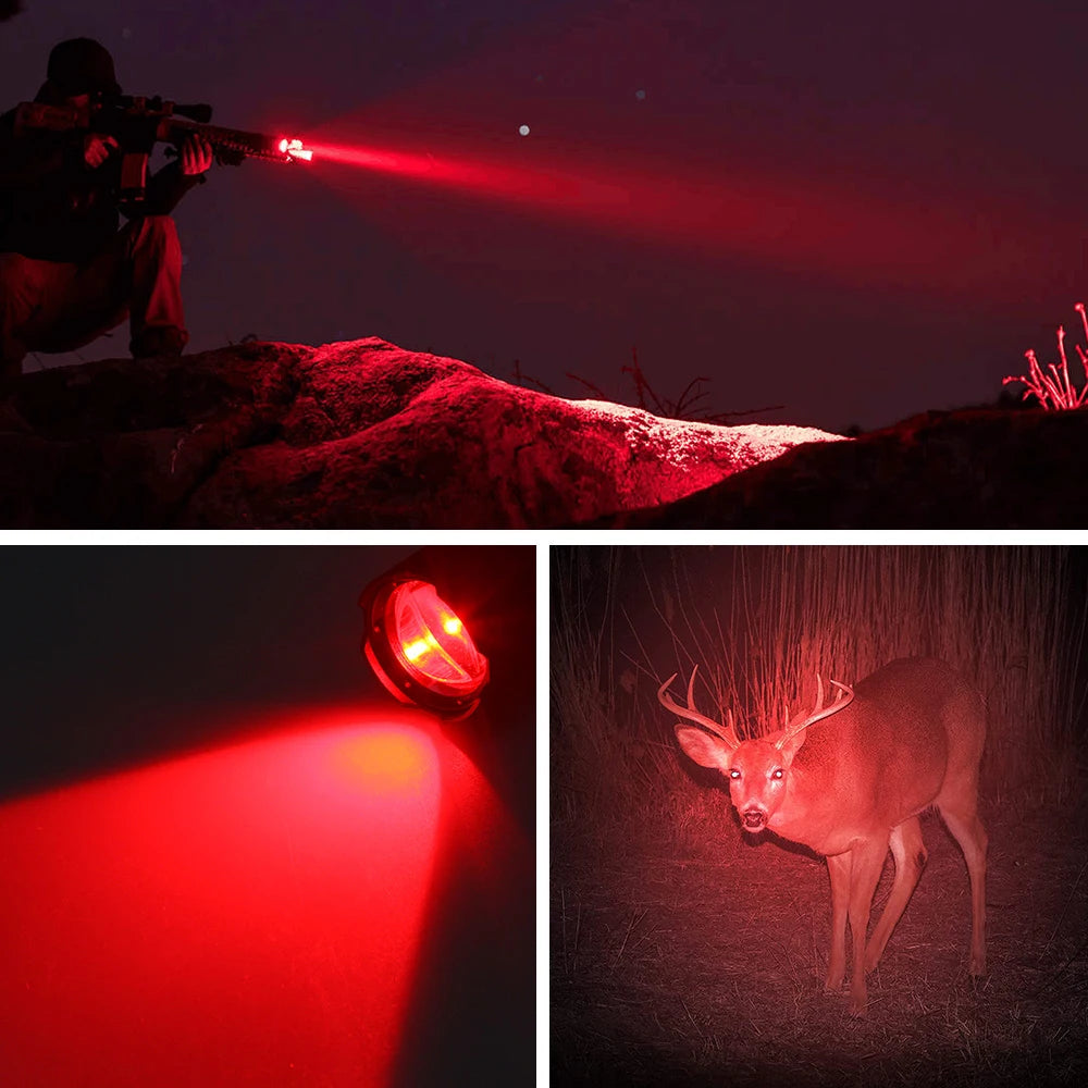 Tactical 4 in 1 Green Red Blue White Light LED Flashlight Type-C Fast Charging Torch for Hunting Fishing