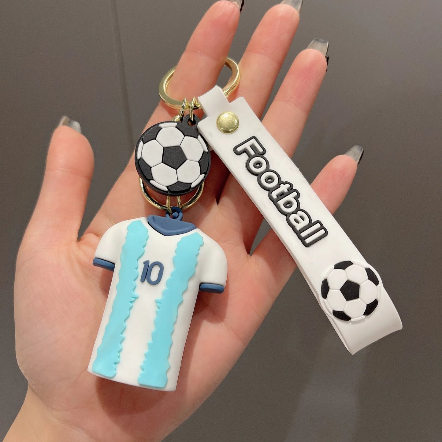 Football Jersey Keychain Messi Colorful Men's T-shirt Keyring Creative Couple Bag Car Pendant Gifts for Fans