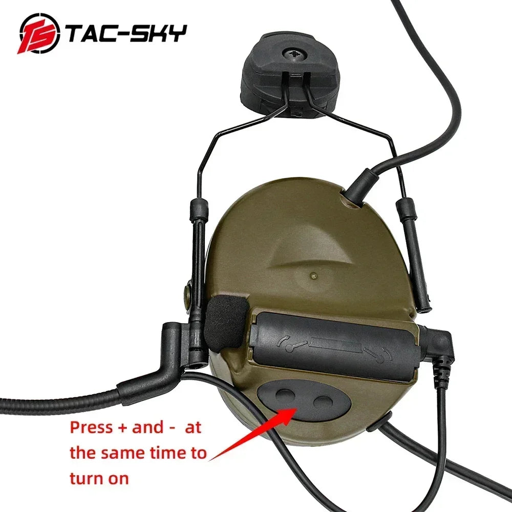 TAC -SKY TSCII Tactical Headset with ARC Rail Adapter Hearing Protection Airsoft Headphones Noise-cancelling Shooting Earmuff