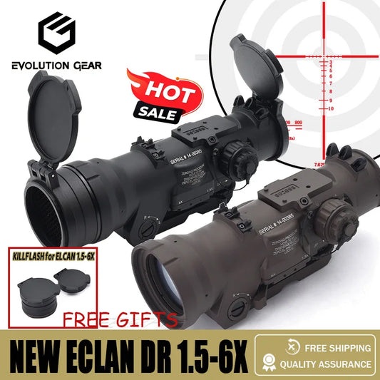 Tactical RifleScope NEW DR1.5-6x Fixed Dual Field of View Milspec Red Illmination Red Dot Sight Scope For Hunting with Killflash