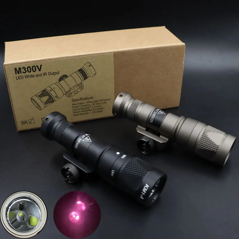 Tactical Light M300V IR Lighting & LED White Scout Flashlight w/ Remote Pressure Switch for Hunting Picatinny Rail