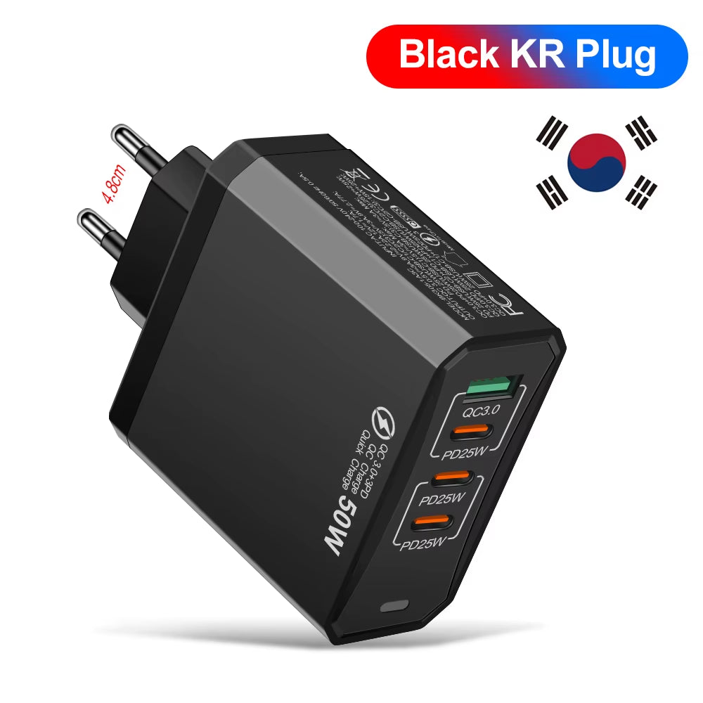 Total 100W USB Charger Phone Charger Fast Charging for Xiaomi Samsung Huawei Travel Charger Adaptor for Iphone Quick Charger