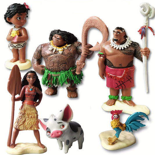Disney Moana & Friends 6-Piece Action Figure Set - Maui, Chief Tui Collectible Dolls For Home Decor & Party Favors - Perfect Christmas Gift For Ages 14+ Disney Dolls