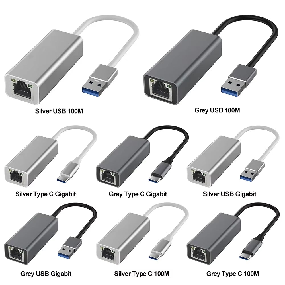 Type-C to RJ45 Gigabit Ethernet Type-C to Ethernet Adapter 10/100/1000Mbps Desktop Network Card USB Type-C for Computer Desktop