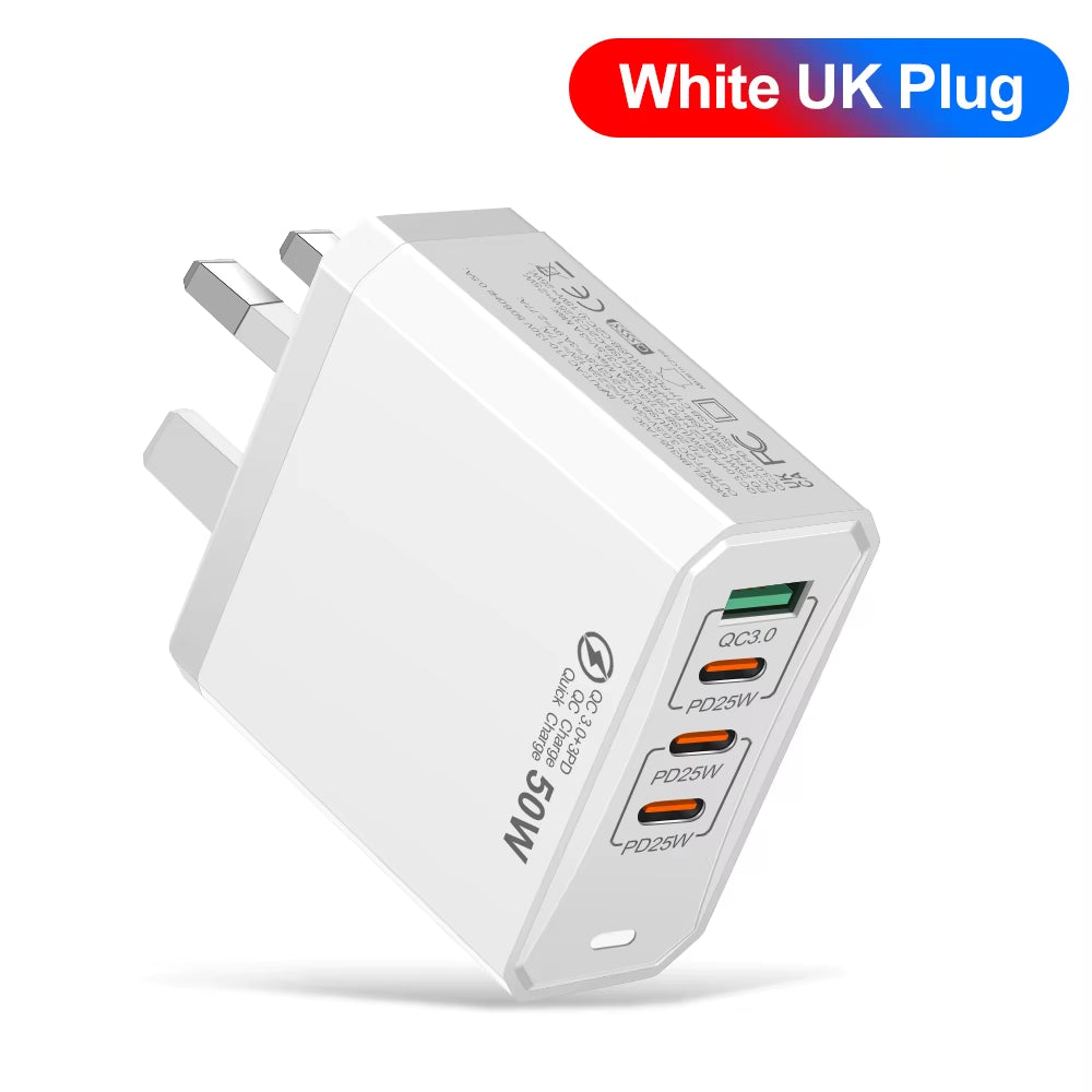 Total 100W USB Charger Phone Charger Fast Charging for Xiaomi Samsung Huawei Travel Charger Adaptor for Iphone Quick Charger