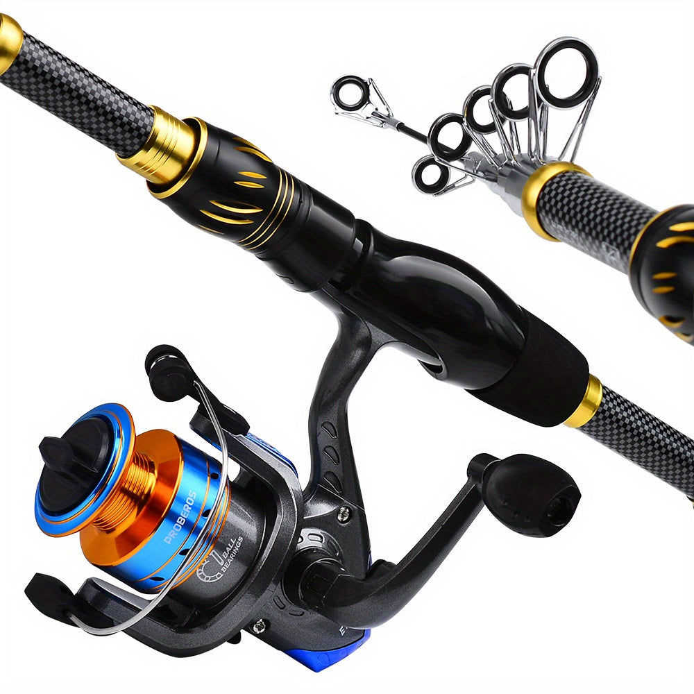 PROBEROS Complete Fishing Kit: 149.35cm-240.79cm Lightweight Glass Steel Spinning Rod & Reel Combo, Colorful Lures, Sinkers, Hooks with Camo Storage Bag - Perfect for Freshwater & Saltwater, Fishing Hooks