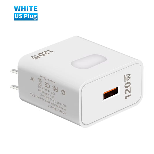 120W Gan USB C Charger QC3.0 Quick Charge Mobile Phones Charger Adaptor 10A Type C Cable for Xiaomi Samsung Iphone Fast Chargers