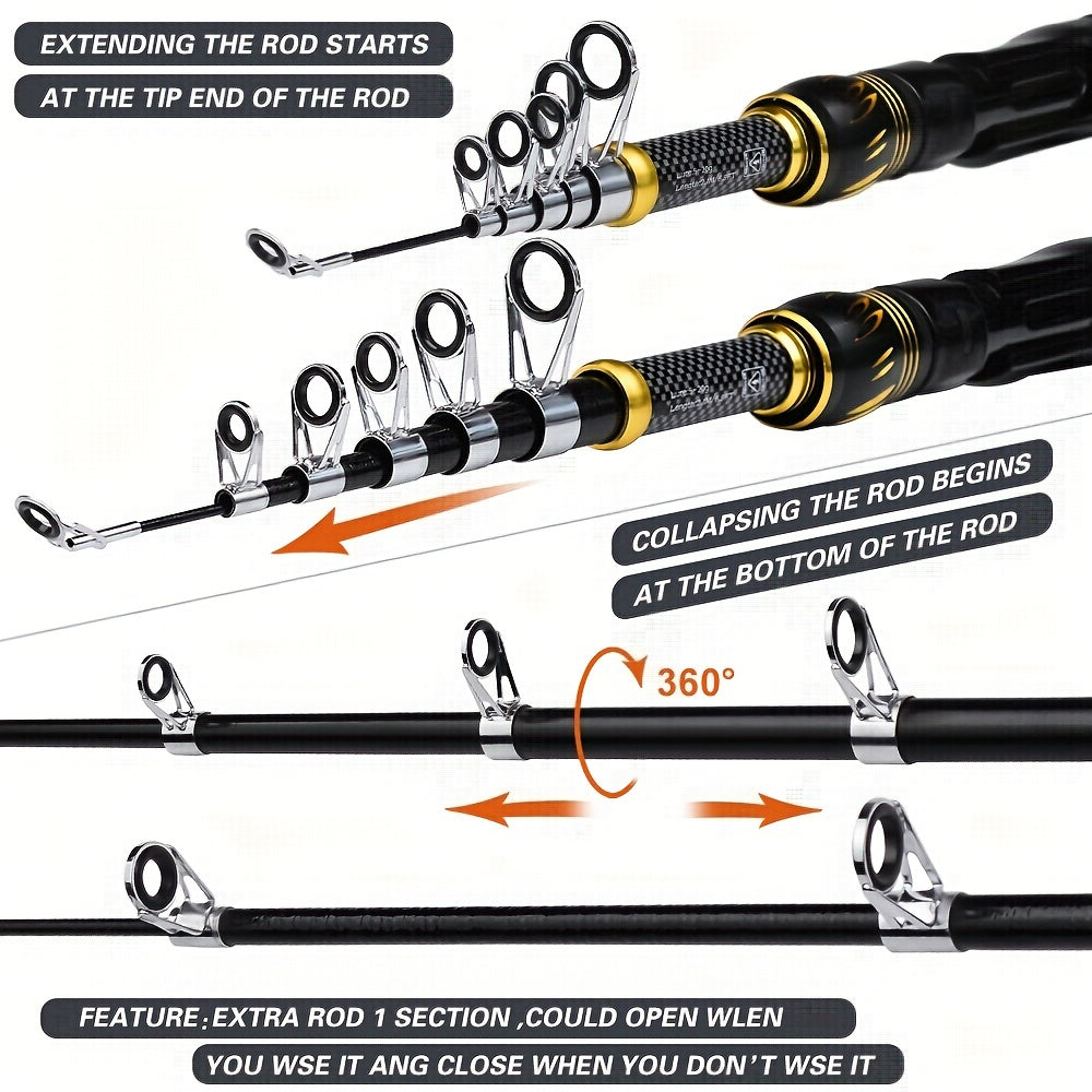 PROBEROS Complete Fishing Kit: 149.35cm-240.79cm Lightweight Glass Steel Spinning Rod & Reel Combo, Colorful Lures, Sinkers, Hooks with Camo Storage Bag - Perfect for Freshwater & Saltwater, Fishing Hooks