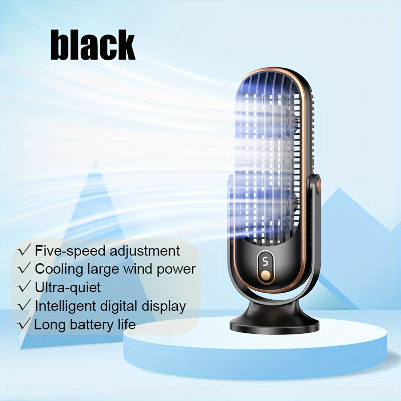 Portable USB Desk Fan, Small Cooling Fan With Smart 5 Speed Led Display, Suitable For Office, Bedroom, Living Room, Outdoor Use