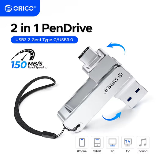 2 in 1 Dual Flash Drive High Speed Pen Drive OTG Type C USB a Dual Interfaces for Macbook Android