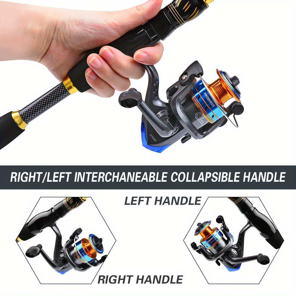 PROBEROS Complete Fishing Kit: 149.35cm-240.79cm Lightweight Glass Steel Spinning Rod & Reel Combo, Colorful Lures, Sinkers, Hooks with Camo Storage Bag - Perfect for Freshwater & Saltwater, Fishing Hooks