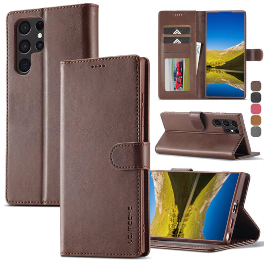 Leather Wallet Case for Samsung Galaxy S25 S24 S23 S22 Ultra S21 S20 FE S10 S9 plus Note20 10 plus Business Flip Card Cover
