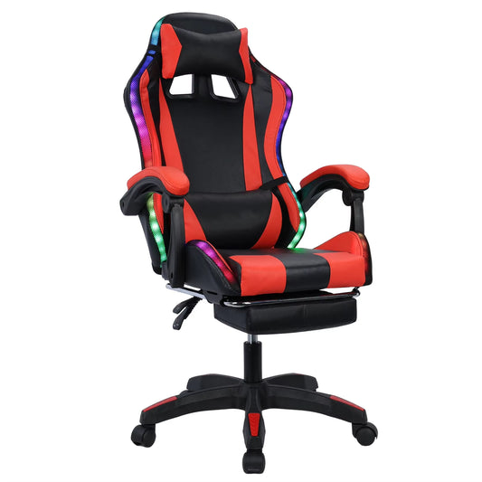 Gaming Chair with Bluetooth-Compatible Speakers and RGB LED Lights Massage Computer Gaming Chair with Height Adjustable