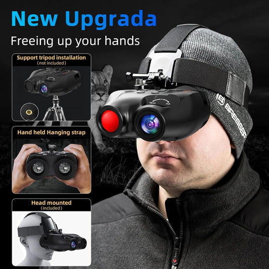 Night Vision Binoculars, Night Vision Goggles, Infrared Night Vision, HD Display Screen, Photo and Video Storage on 32GB TF Card, Head Mounted Hunting Binoculars for Travel & Outdoor Hunting