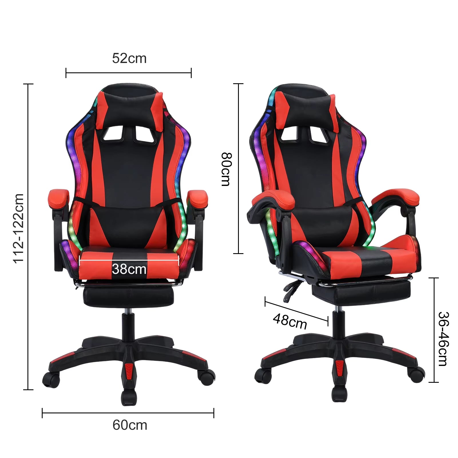 Gaming Chair with Bluetooth-Compatible Speakers and RGB LED Lights Massage Computer Gaming Chair with Height Adjustable