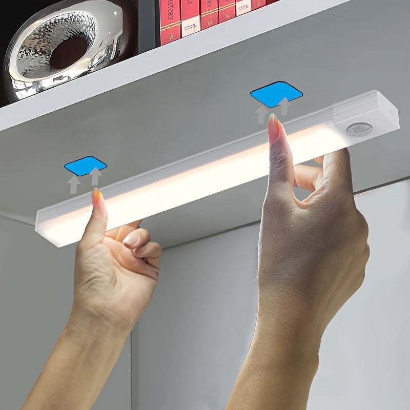 Smart Human Body Sensing LED Light, Long Strip Wireless Magnetic Absorption Self-adhesive Wardrobe Light, USB With Rechargeable Wine Cabinet Cabinet Light Strip, Used For Counter Wardrobe Lighting, Rechargeable Kitchen Night