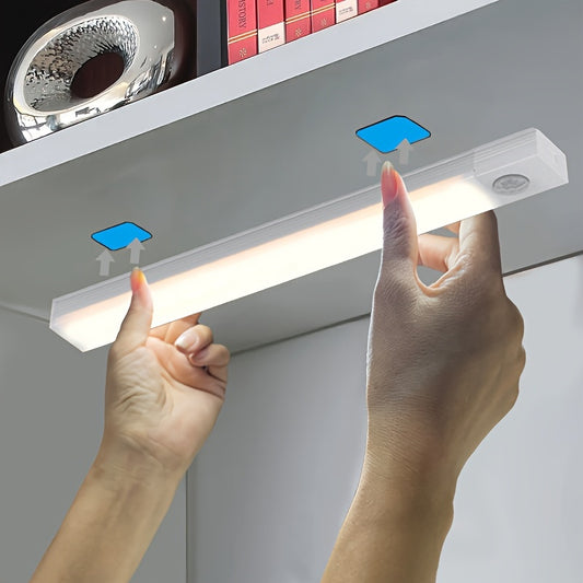 Smart Human Body Sensing LED Light, Long Strip Wireless Magnetic Absorption Self-adhesive Wardrobe Light, USB With Rechargeable Wine Cabinet Cabinet Light Strip, Used For Counter Wardrobe Lighting, Rechargeable Kitchen Night