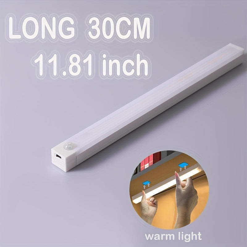Smart Human Body Sensing LED Light, Long Strip Wireless Magnetic Absorption Self-adhesive Wardrobe Light, USB With Rechargeable Wine Cabinet Cabinet Light Strip, Used For Counter Wardrobe Lighting, Rechargeable Kitchen Night