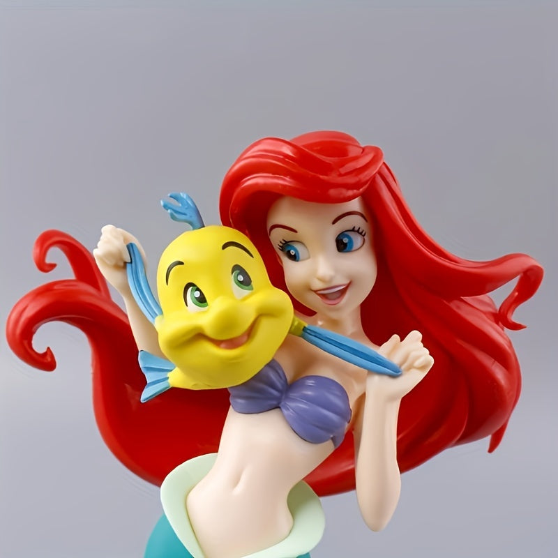 Disney Little Mermaid Ariel PVC Figure Set, Anime Mermaid Princess Collectible Model Kit, Authorized Decorative Cartoon Ornament for Car, Office, Home, Gift for Ages 14+
