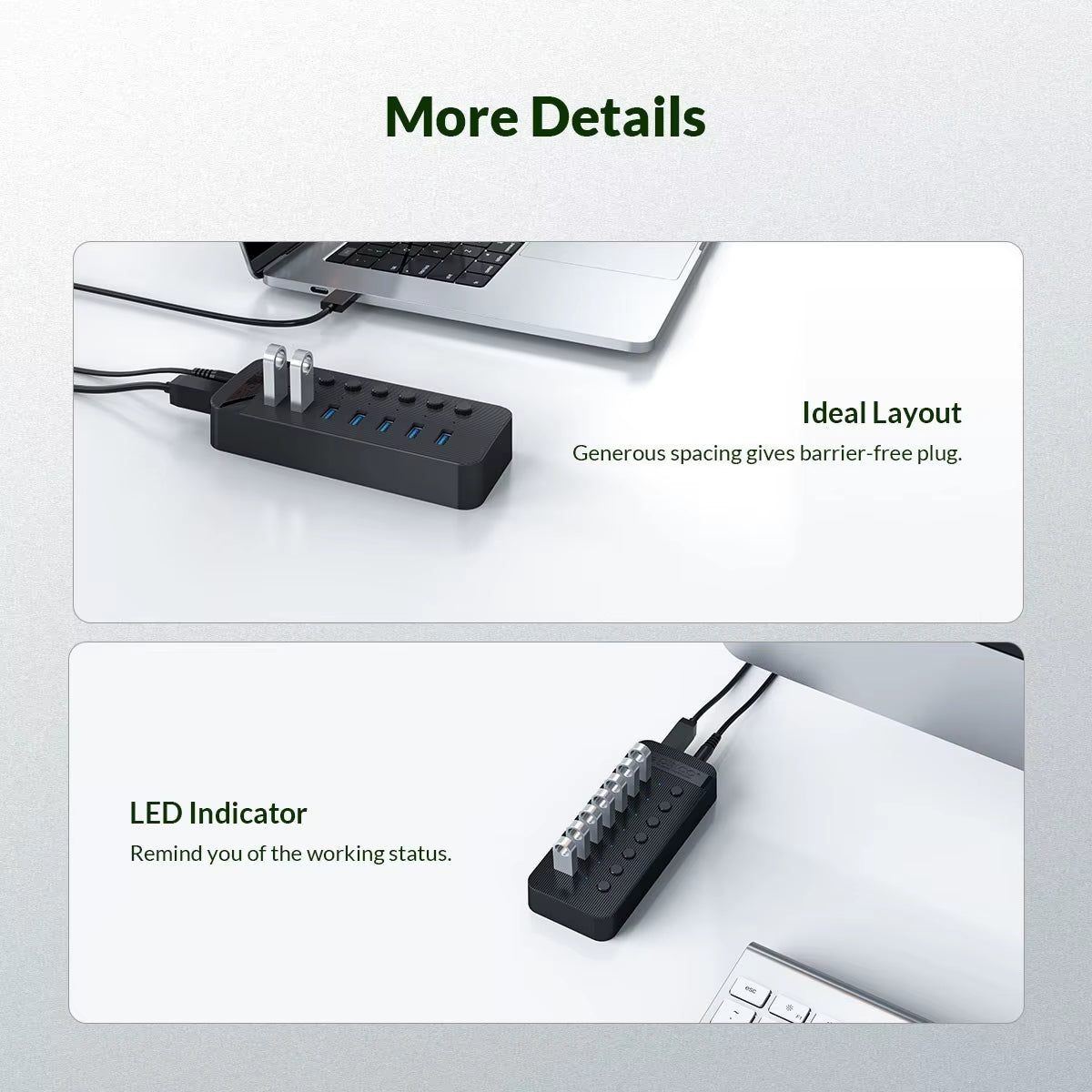 Sub-Brand QIC Industrial USB 3.0 HUB 7 Port 10 Port USB OTG Splitter with 12V Power Adapter Support Charger for Computer